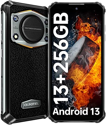 OUKITEL WP22 Smartphone robuste débloqué, 13 Go 256 Go, Android 13, batterie 10 000 mAh, haut-parleur 125 dB, 6,58" FHD +, téléphone robuste, Helio P90, appareil photo 48 MP, vision nocturne 20 MP, 4G Dual Sim OTG NFC
 Fiche Technique et Prix au Maroc