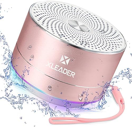 XLEADER, Petite Enceinte Bluetooth améliorée, Enceinte Portable sans Fil étanche IPX7 avec radiateur de Basses personnalisé, lumière RVB, Mini Enceinte de Douche pour iPhone ipad, Or Rose
 Avis, Fiche Technique et Prix au Maroc