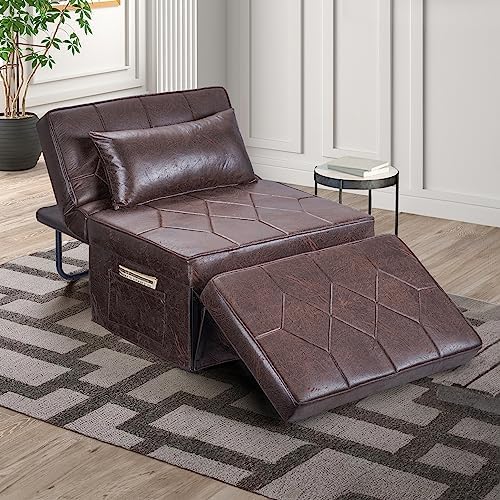 Litbird Canapé-lit 4 en 1 multifonction pliable avec dossier réglable, chaise convertible pour salon, appartement, bureau, simili cuir, moderne, marron
Avis,  Fiche Technique et Prix au Maroc