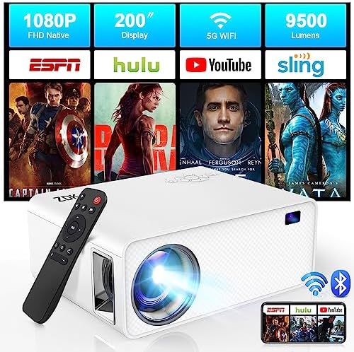 Mini Projector with 5G WiFi and Bluetooth 9500 Lumen, ZDK Native 1080P FHD Home Movie Projector 200", Outdoor Video Portable Projector for iphone, Compatible with iOS/Android/Phone/TV Stick/HDMI/USB Fiche Technique et Prix au Maroc