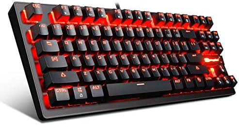 Clavier de jeu mécanique – MK1 rouge LED rétroéclairé – Petit clavier d'ordinateur mécanique compact en métal à 87 touches, filaire USB, commutateurs équivalents bleus pour les joueurs sur PC Windows – Noir
 Fiche Technique et Prix au Maroc