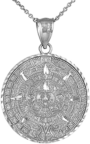 Collier pendentif rond en argent Serling .925 avec pendentif à breloque calendrier maya aztèque avec chaîne Rolo - Choix de la longueur du collier
Avis,  Fiche Technique et Prix au Maroc