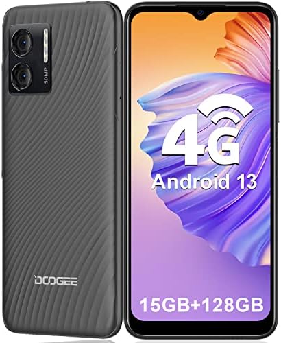 DOOGEE N50 2023 Téléphone portable débloqué, 15 Go + 128 Go, Android 13, écran 6,52", caméra AI 50 MP, double téléphone 4G débloqué, haut-parleur 90 dB, OTG, empreintes digitales, T-Mobile – Gris
 Fiche Technique et Prix au Maroc