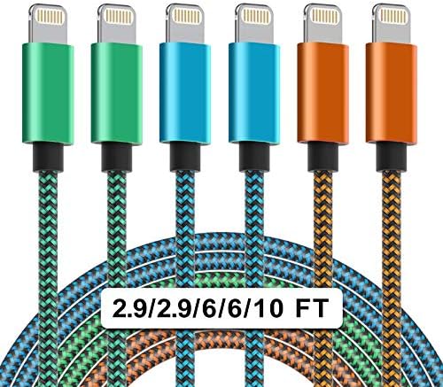 [Apple MFi Certified] Lot de 6 chargeurs iPhone, 2,9/2,9/6/6/10/10 pieds WZK câble Lightning USB compatible iPhone 13 12 11 Pro Max XR XS X et plus
 Fiche Technique et Prix au Maroc