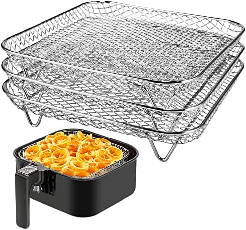 kydely Support pour friteuse à air compatible avec Instant Vortex, Philips, COSORI, trois supports carrés empilables de 20,3 cm, support de déshydrateur multicouche en acier inoxydable compatible avec tous les accessoires de friteuse à air de 4,2 QT à 5,8 QT
 Avis, Fiche Technique et Prix au Maroc