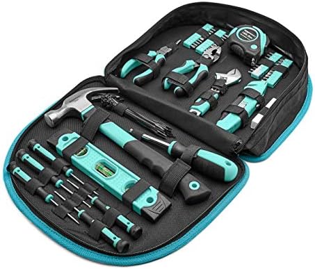Amazon Basics Ensemble d'outils avec pochette ronde facile à transporter, 104 pièces, turquoise, 14,4 x 11,4 x 3 pouces
 Avis, Fiche Technique et Prix au Maroc