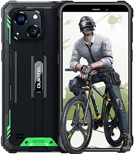 OUKITEL WP20 Pro Rugged Smartphone Unlocked, 4GB+64GB Octa-Core Rugged Phone Android 12, 5.93" HD+, 6300mAh Battery Cell Phone, 20MP Camera, 4G Dual SIM Mobile Phone, Face ID+Fingerprint, NFC, Green Fiche Technique et Prix au Maroc