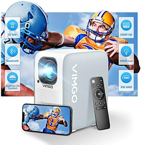 Projector with WiFi and Bluetooth, VIMGO Native 1080P Portable Projector 4K Supported 120" Display for Home Outdoor, Dustproof Smart Mini Projector, Zoom 50%, Compatible with iOS/Android/PS5/TV Stick Fiche Technique et Prix au Maroc