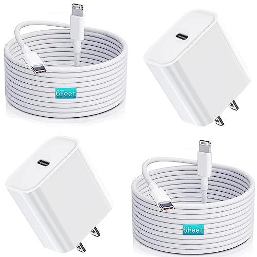chargeur iPhone charge rapide,[Apple MFi Certified]Lot de 2 chargeurs rapides pour iPhone PD USB C, bloc de chargeur mural, adaptateur de prise, câble Lightning de 1,8 m, cordon de synchronisation rapide des données pour iPhone 14/13/12/11/X/XR/8/7/SE/AirPods
 Fiche Technique et Prix au Maroc