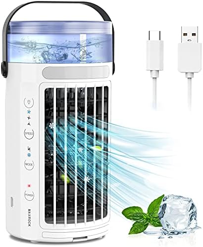 Ventilateur de climatiseur portable, MAXROCK Mini refroidisseur d'air portable AC personnel 3 vitesses super silencieux ventilateur de refroidissement d'air de bureau 7 couleurs lumière LED pour usage personnel petite pièce blanc
 Avis, Fiche Technique et Prix au Maroc