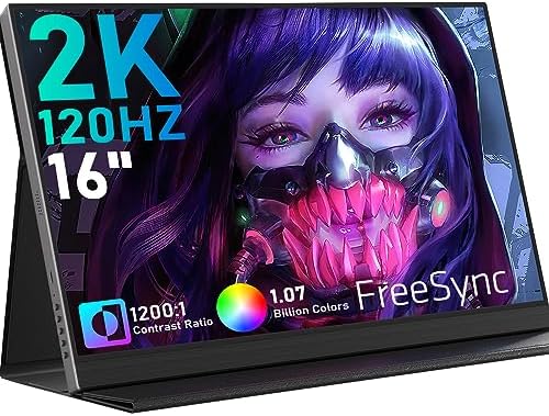HONGO Moniteur portable 2K 16" 2560 x 1600 120 Hz Moniteur de jeu portable QHD avec VESA, moniteur externe HDR pour ordinateur portable IPS deuxième écran, moniteur de voyage pour commutateur de téléphone PS5
 Fiche Technique et Prix au Maroc
