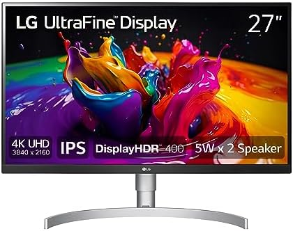 LG UltraFine UHD 27 pouces 4K UHD 2160p Moniteur d'ordinateur 27UN850-W, IPS avec VESA DisplayHDR 400, AMD FreeSync et USB-C, blanc, argent
 Fiche Technique et Prix au Maroc