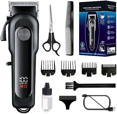 Tondeuse Cheveux Hommes, Electriques Tondeuse Barbe Homme, Sans Fil Tondeuse à Cheveux Rasoir Barbe Tondeuse Kit, USB Rechargeable Tondeuse Cheveux Écran à LCD, Pour Coiffeurs et Familles
 Avis, Fiche Technique et Prix au Maroc