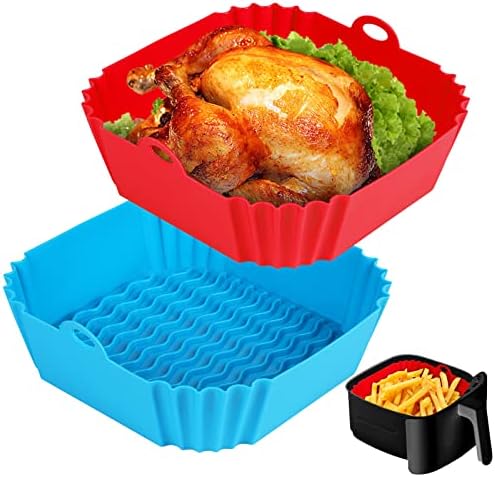 Boribim Lot de 2 doublures carrées en silicone pour friteuse à air – Pot réutilisable de 20,3 cm – Accessoires pour friteuse à air – Inserts pour friteuse à air pour 4 à 7 QT pour accessoires de four à micro-ondes (rouge + bleu)
 Avis, Fiche Technique et Prix au Maroc