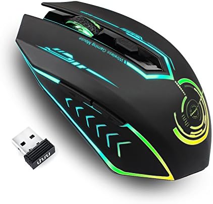 UHURU Souris de jeu sans fil jusqu'à 10 000 DPI, souris sans fil USB rechargeable avec 6 boutons, 7 couleurs LED modifiables, ergonomique, programmable, MMO RPG pour PC portable, compatible avec Windows Mac
 Fiche Technique et Prix au Maroc