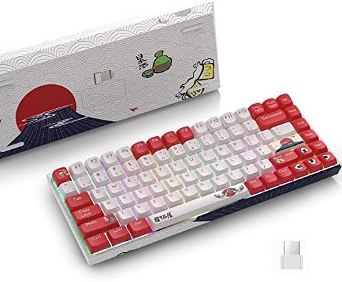 COSTOM XVX M84 Clavier mécanique sans fil remplaçable à chaud, clavier de jeu TKL à 75 % de disposition, clavier personnalisé rétroéclairé RVB N-Key Rollover pour les joueurs Windows Mac PC (thème Izakaya, commutateur jaune Gateron)
 Fiche Technique et Prix au Maroc
