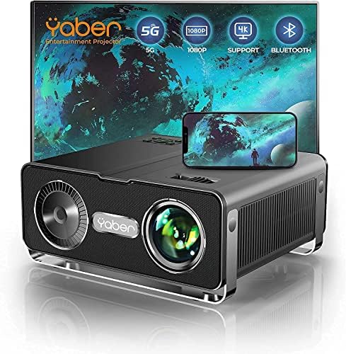 YABER V10 5G WiFi Bluetooth Projector, 15000L Full HD Native 1080P Projector 4K Support, 2023 Upgraded 4D/4P Keystone&Zoom, Home Theater&Outdoor Video Projector for Smartphone/TV Stick/PC/PPT/PS5 Fiche Technique et Prix au Maroc