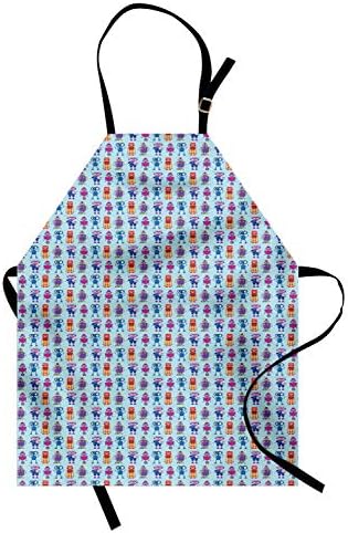 Tablier Ambesonne Alien, impression répétée de robots colorés, conception mécanique de formes amusantes, tablier de cuisine unisexe avec col réglable pour la cuisine, la pâtisserie, le jardinage, bleu pâle et multicolore
 Avis, Fiche Technique et Prix au Maroc