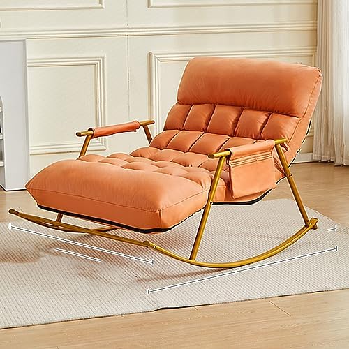 YNAYGDIUGD Chaise de lecture confortable, chaise à bascule, chaise longue moderne pour balcon rembourré, chaise à bascule respirante pour chambre à coucher, pour plage, cour, balcon (couleur : orange, taille : A)
 Fiche Technique et Prix au Maroc
