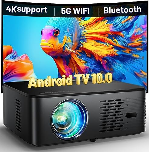 GooDee Projector 4K Support, Outdoor Projector with Wifi and Bluetooth, Android TV Projector 1080p with Auto Focus & Full-Sealed Optical Engine for Movie, Netflix/Prime Video Built-in, 8000+ AppsAvis, Fiche Technique et Prix au Maroc