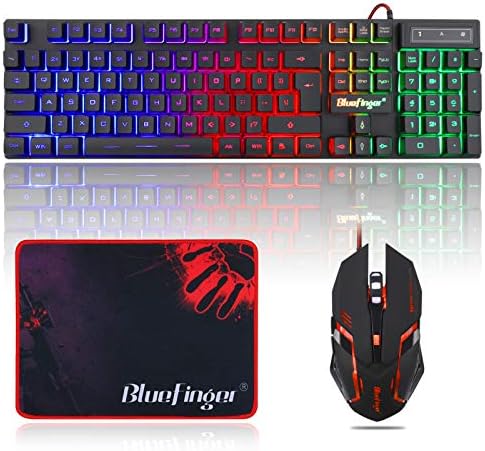 BlueFinger – clavier de jeu RGB et souris rétroéclairée, filaire USB, ensemble de jeu LED pour ordinateur portable, jeu et travail
 Fiche Technique et Prix au Maroc