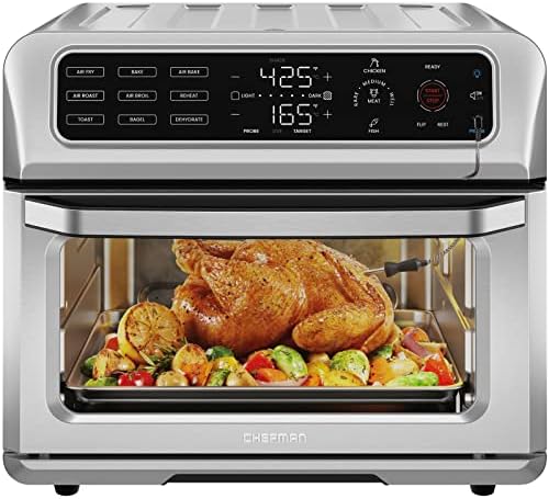 Chefman Air Fryer Four grille-pain combiné avec thermomètre à sonde, comptoir de four à convection 12 en 1 en acier inoxydable, pizza de 10 pouces, 4 tranches de pain grillé, cuisson, cuisson, grillage, four à rôtir Airfryer 20QT
 Avis, Fiche Technique et Prix au Maroc