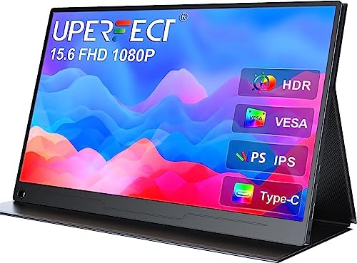 UPERFECT Moniteur portable 15,6 pouces, 1080P FHD USB-C, moniteur de voyage HDMI avec VESA et étui intelligent, écran IPS mat, écran externe de soins oculaires pour Switch/PS5/PC/téléphone
 Fiche Technique et Prix au Maroc