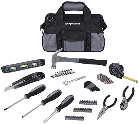Amazon Basics Kit d'outils de réparation de base pour la maison, 65 pièces, avec sac, argent, noir
Avis,  Fiche Technique et Prix au Maroc