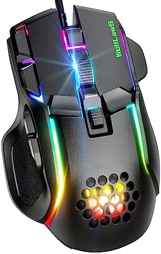 WolfLawS Souris de jeu filaire, souris USB de jeu pour ordinateur PC avec 12 modes rétroéclairés RVB, réglable de haute précision 12 800 DPI, 10 boutons programmables, souris de joueur ergonomique Plug Play pour ordinateur portable Mac
Avis,  Fiche Technique et Prix au Maroc