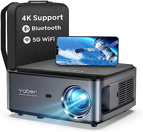 5G WiFi Bluetooth Projector, YABER Native 1080P Outdoor Movie Projector with 350" Display, 18000L Home Theater Video Projector Support 4K ,4P/4D Keystone, Zoom, for Android/iOS/Phone/HDMI/PS5（Blavk） Fiche Technique et Prix au Maroc