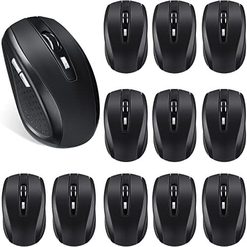 Lot de 12 souris sans fil pour ordinateur portable 1200 dpi avec 6 boutons, souris sans fil incluse, récepteur USB sans fil compatible avec Windows, PC, ordinateur (noir)
 Fiche Technique et Prix au Maroc