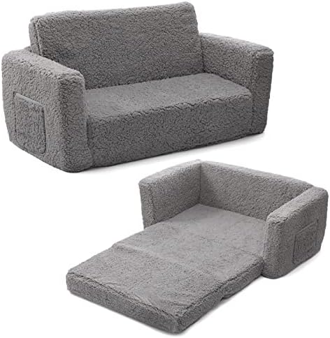Canapé Sherpa 2 en 1 rabattable extra large pour enfant, convertible en chaise longue, crème (gris)
 Fiche Technique et Prix au Maroc