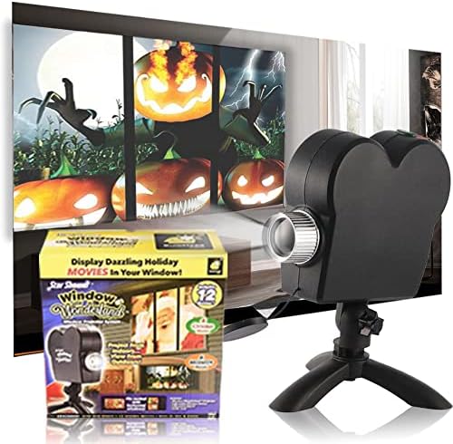Halloween Holographic Projector, Halloween Party Lights 12 Built-in Movies Mini Window Home Theater Projector, Halloween Decorations Fiche Technique et Prix au Maroc