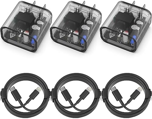 iPhone Fast Charger [Apple MFi Certified] 3 Pack 20W PD USB C Wall Fast Charger Adapter with 3 Pack 6FT Type C to Lightning Cable Compatible with iPhone 14 13 12 11 Pro Max XR XS X,iPad and More Fiche Technique et Prix au Maroc