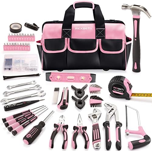 REXBETI Ensemble d'outils rose de 219 pièces, ensemble d'outils à main pour femme avec sac à outils de 16 pouces, kit d'outils de réparation pour femme, sac à outils à grande ouverture avec 19 poches, parfait pour l'entretien de la maison et une utilisation quotidienne
 Avis, Fiche Technique et Prix au Maroc