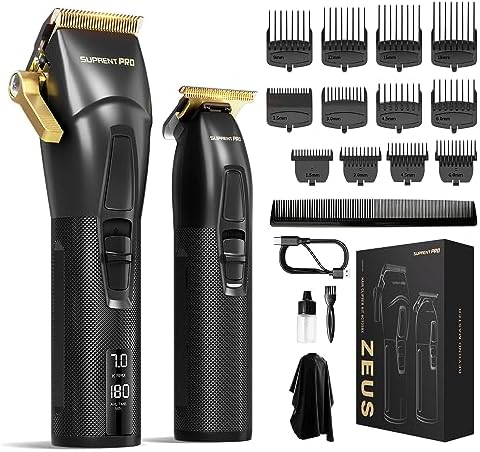 SUPRENT® Tondeuse cheveux professionnelle pour hommes-tondeuse à cheveux de barbier rechargeable USB-C et tondeuse à lame en T avec technologie 5V-Boost, tondeuses sans fil, écran LED
 Avis, Fiche Technique et Prix au Maroc