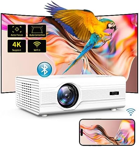 Auto Focus 4K Projector with WiFi 6 and Bluetooth 5.2, Agreago Native 1080P Outdoor Projector, 50% Zoom, Home Projector Compatible with iOS/Android/HDMI/USB/TV Stick with Screen Fiche Technique et Prix au Maroc