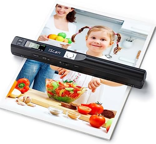 Portable Scanner, Photo Scanner for A4 Documents, Handheld Scanner for Business, Photo, Picture, Receipts, Books, JPG/PDF Format Selection, UP to 900 DPI, Include 16G SD Card, a Pair of AA Batteries Fiche Technique et Prix au Maroc