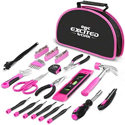 EXCITED WORK Kit d'outils rose de 69 pièces, ensemble d'outils à main pour femme avec pochette ronde facile à transporter pour le bricolage, l'entretien de la maison et la réparation de dortoirs
Avis,  Fiche Technique et Prix au Maroc