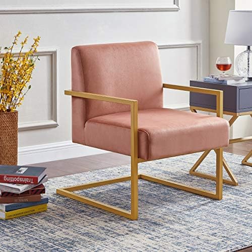 24KF Chaise d'appoint confortable et tendance – Coussin en velours et bras carré en métal doré – Blush
Avis,  Fiche Technique et Prix au Maroc