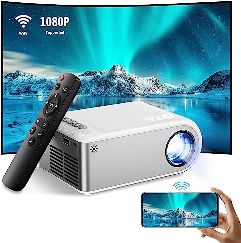 WiFi Mini Projector for iPhone, DZA Outdoor Portable Projector Supports 1080P with Synchronize Smartphone Screen, Movie Projector for Home Theater Compatible with iOS/Android/PC/TV Stick, and HDMI/USB Fiche Technique et Prix au Maroc
