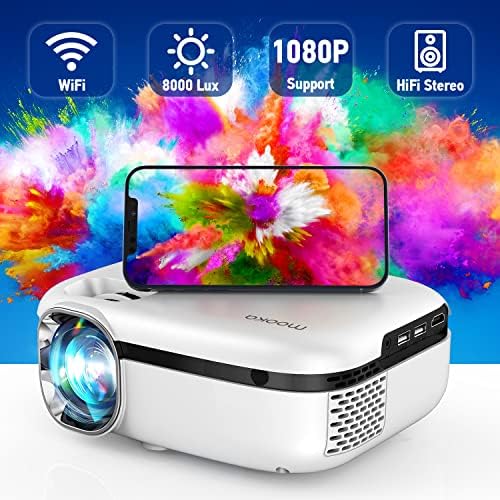 MOOKA WiFi Movie Projector, Portable Outdoor Projector 8000L Support 1080P, Mini Smart Phone Projector for iPhone,Video Projectors with Carrying Bag for Home Theater Outdoor Movies Fiche Technique et Prix au Maroc