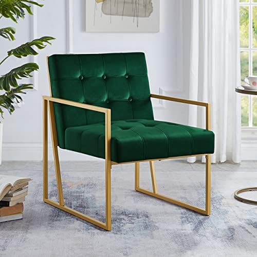 24KF Chaise d'appoint capitonnée à boutons en velours de jade moderne avec support en métal doré, chaises de meubles décoratifs pour salon chambre à coucher -Jade
Avis,  Fiche Technique et Prix au Maroc
