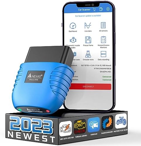 NEXAS NexLink Bluetooth 5.0 OBD2 Scanner,Wireless Compatible with Third-Party Apps,Car & Motorcycle Universal Code Reader Check Engine Fault OBDII Adapter Scan Tool for iPhone, Android & Windows Fiche Technique et Prix au Maroc