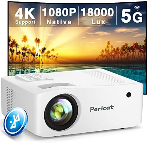 5G WiFi Bluetooth Projector, Native 1080P Outdoor Movie Projector with 350" Display, 18000L 600 ANSI Home Theater Video Projector 4K Supported, LED Video Projector Compatible with TV Stick, Phone/PC Fiche Technique et Prix au Maroc