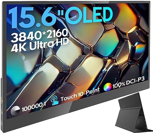 ZSCMALLS Moniteur portable OLED 4K 15,6" pour ordinateur portable, écran tactile 3840P × 2160P avec HDR, 100 % DCI-P3 100000:1, ultra fin et soin des yeux, moniteur de voyage externe pour ordinateur portable, Mac, PC, PS5, Xbox
 Fiche Technique et Prix au Maroc