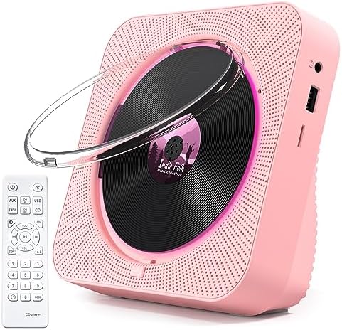 KOVCDVI Lecteur CD Bluetooth 5.1 Lecteur CD de Bureau avec 5W Double Haut-parleurs intégrés avec playlight télécommande Pare - poussière Affichage Radio FM minuterie Casque USB/SD Card/aux Play Rose
 Avis, Fiche Technique et Prix au Maroc