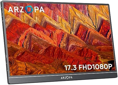 ARZOPA Moniteur portable 17,3 pouces – Écran Full HD IPS pour ordinateur portable, double haut-parleurs, USB C et HDMI, compatible avec PC Mac Téléphone Xbox Switch PS5-A1 MAX Table
 Fiche Technique et Prix au Maroc