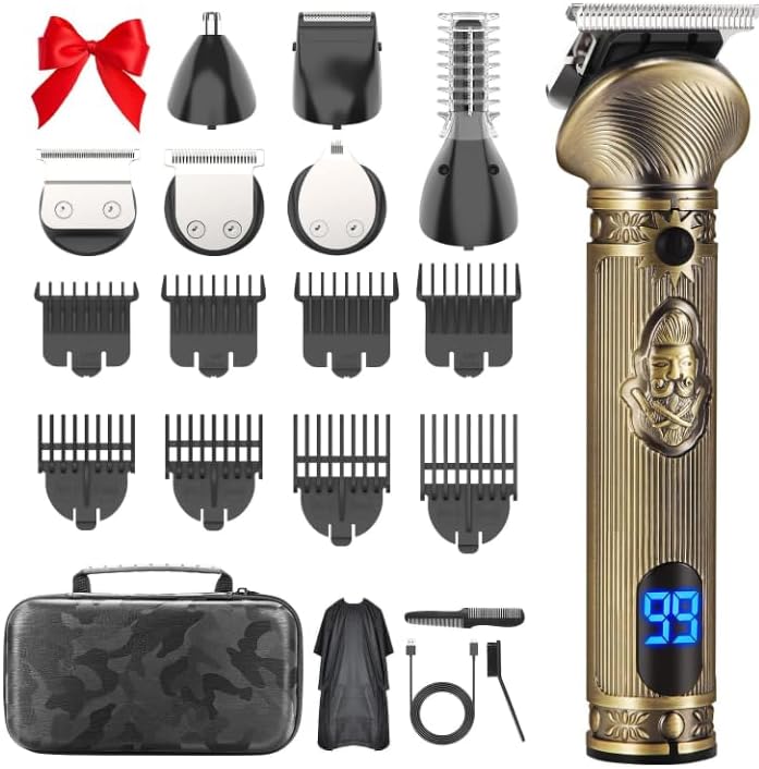 REHOYO Tondeuse Barbe Cheveux Hommes, Rasoir Electriques Nez Professionnel, Kit De Tondeuse à Barbe 6-En-1 Avec Coffret De Rangement Et Tablier De Tondeuse, Lame En T, 0mm, Cadeau Homme
 Avis, Fiche Technique et Prix au Maroc