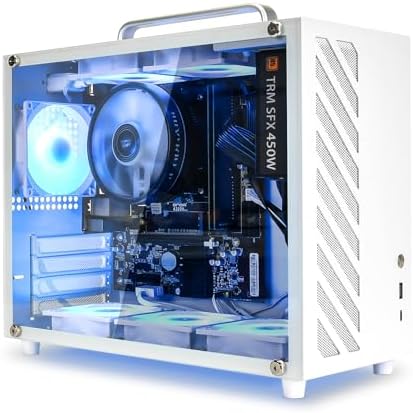 GOPIE Petit boîtier PC ITX T07, châssis d'ordinateur mini tour portable avec poignée en alliage d'aluminium, boîtier d'hébergement pour ordinateur de bureau de jeu avec verre trempé – Support MATX, Mini-ITX, support GPU 335 mm – Blanc
 Fiche Technique et Prix au Maroc